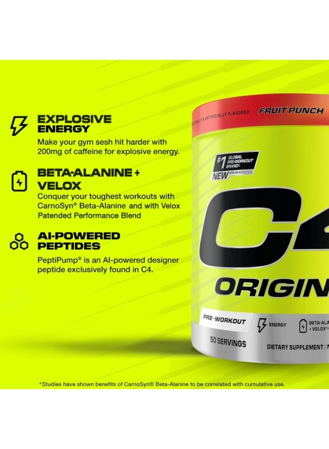C4 Original Pre-Workout - FRUIT PUNCH - 50 Servings 475 Gm - Image 3
