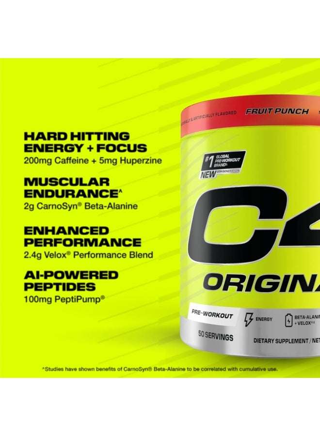 C4 Original Pre-Workout - FRUIT PUNCH - 50 Servings 475 Gm - Image 5