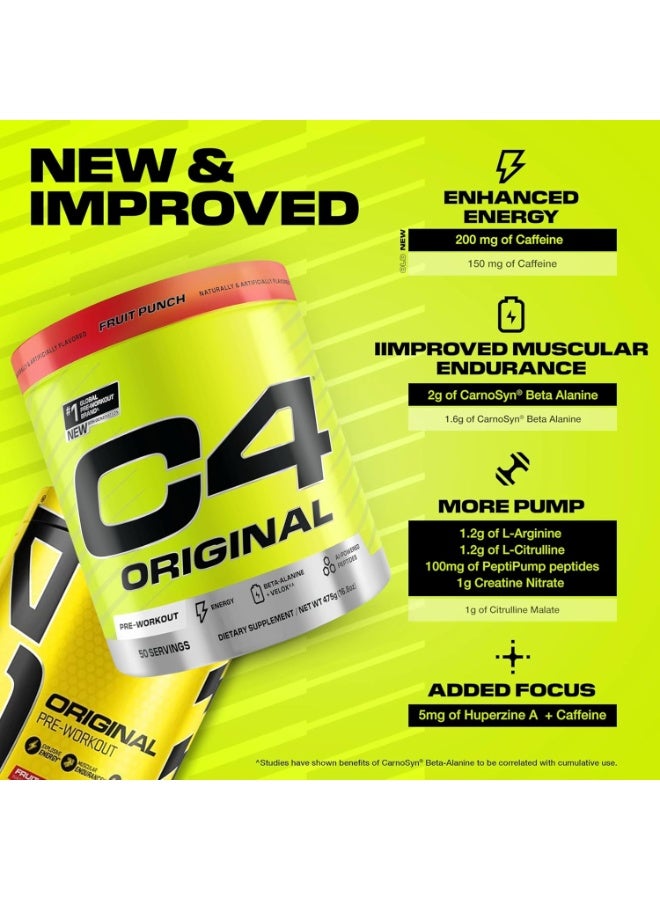 C4 Original Pre-Workout - FRUIT PUNCH - 50 Servings 475 Gm - Image 4