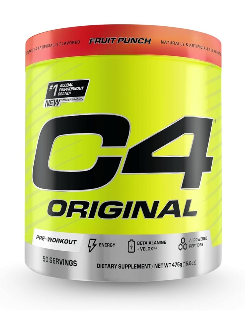 C4 Original Pre-Workout - FRUIT PUNCH - 50 Servings 475 Gm - Image 1