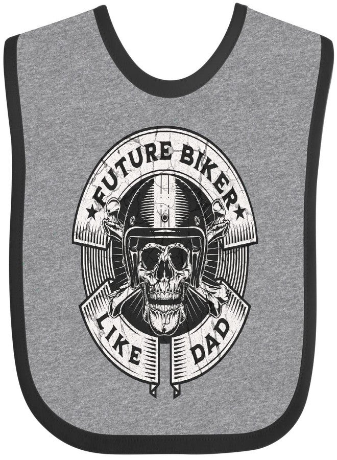 inktastic Future Biker Like Dad Baby Bib Heather and Black 42002 - Image 1