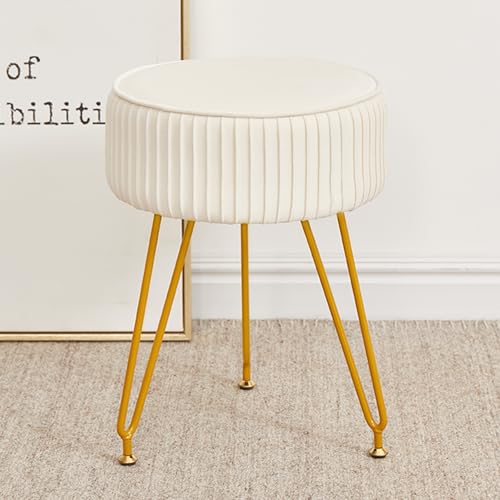 Leesingdo Velvet Vanity Stool Modern Ottoman Foot Rest Stool with Adjustable Golden Legs Makeup Chair for Vanity Multifunctional Makeup Stool for Vanity Small Vanity Chair for Bedroom Cow