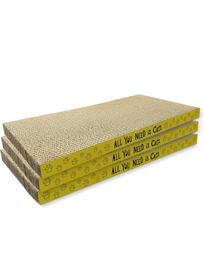 AccEncyc 3 Pack Cardboard Cat Scratcher Pads Cat Scratching Board for Indoor Cats 17″Lx8.3″Wx1″H Dual-Side Corrugated Cat Scratching Post Reusable Cat Supplies - Image 1