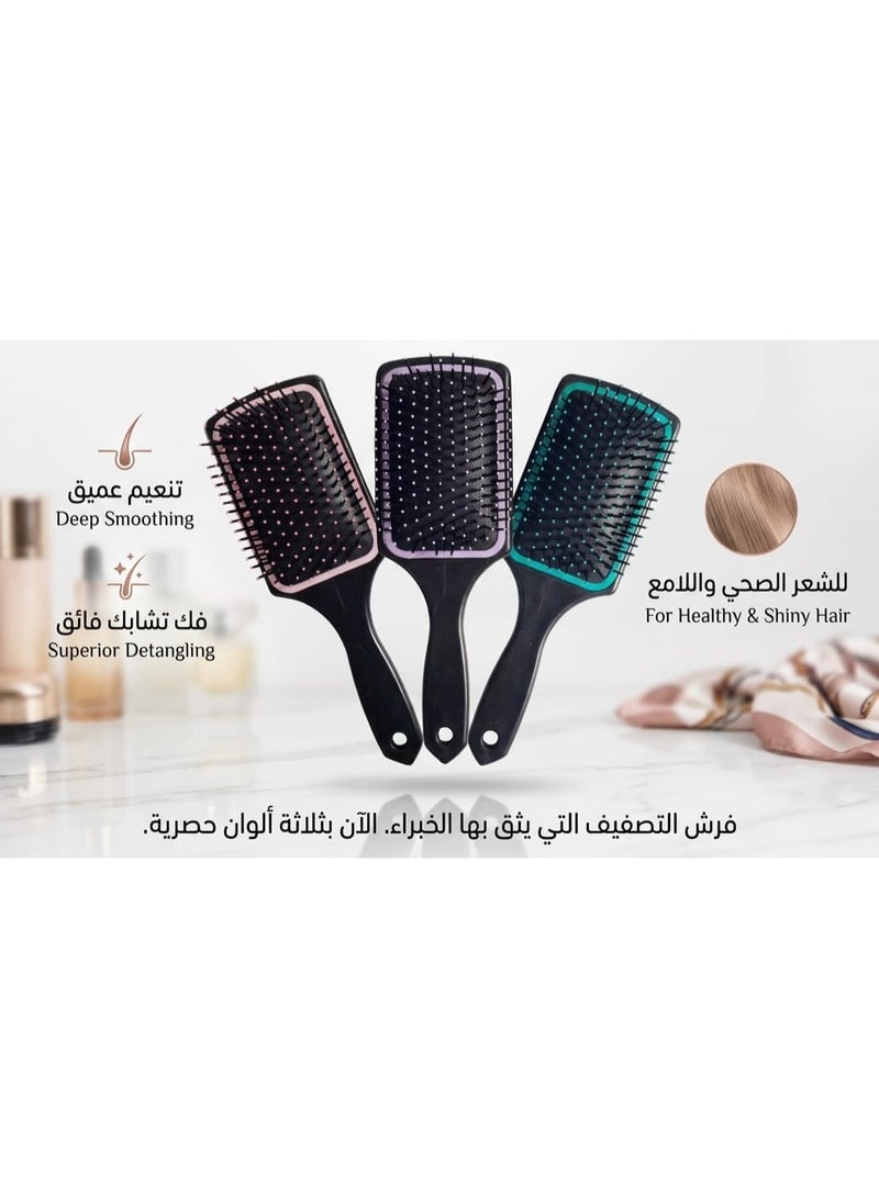 Large Rectangular Padded Hair Brush with Plastic Handle for Hair Styling Multicolor - Image 1