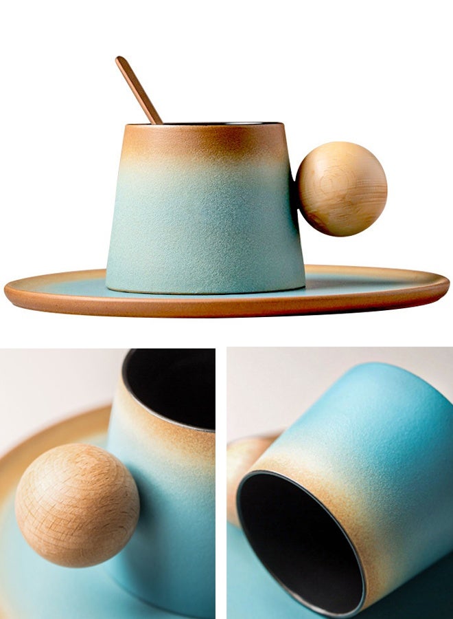 Sahramart Ceramic Coffee Cup and Saucer Gift Box Set，Planet gradient color design,Perfect for Espresso Tea or Coffee Lovers,Gift Boxed for Home,Office or Special Occasion,Blue  - Image 3