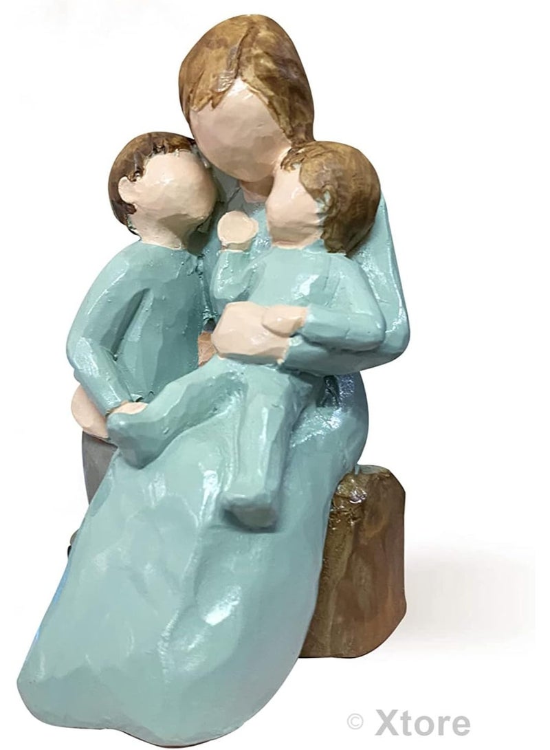 Xtore® Beautiful Hand Painted Medium Size Resin Miother and Child Statue (Pack of 1, Multicolor) - Image 1