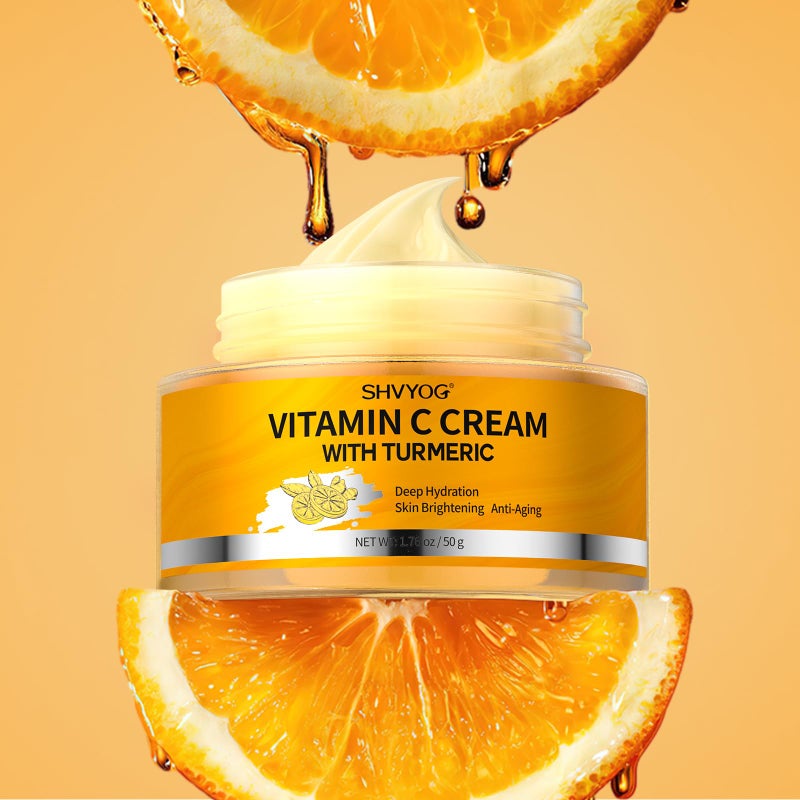 SHVYOG Turmeric Vitamin C Face Cream 1.76 Oz+Vitamin C Turmeric Face Oil 1 Fl Oz - Image 2