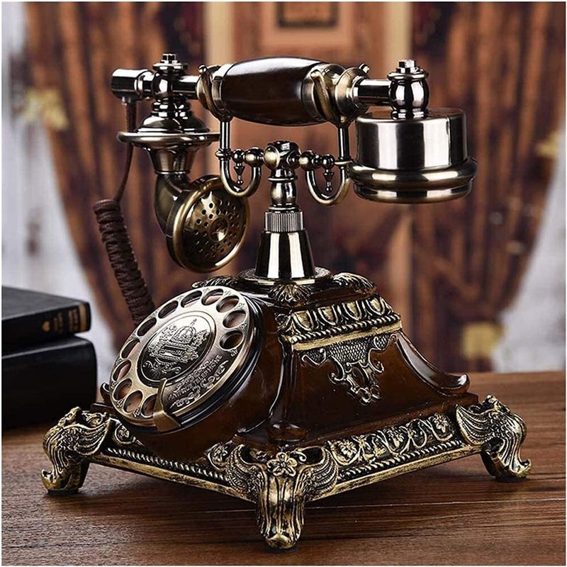 Dratal هاتف دوار قديم الطراز مزيف من النحاس بتصميم عتيق - برونزي (DT-NEW01) - Image 1