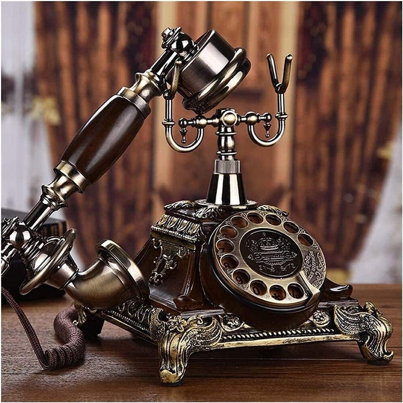 Dratal هاتف دوار قديم الطراز مزيف من النحاس بتصميم عتيق - برونزي (DT-NEW01) - Image 4