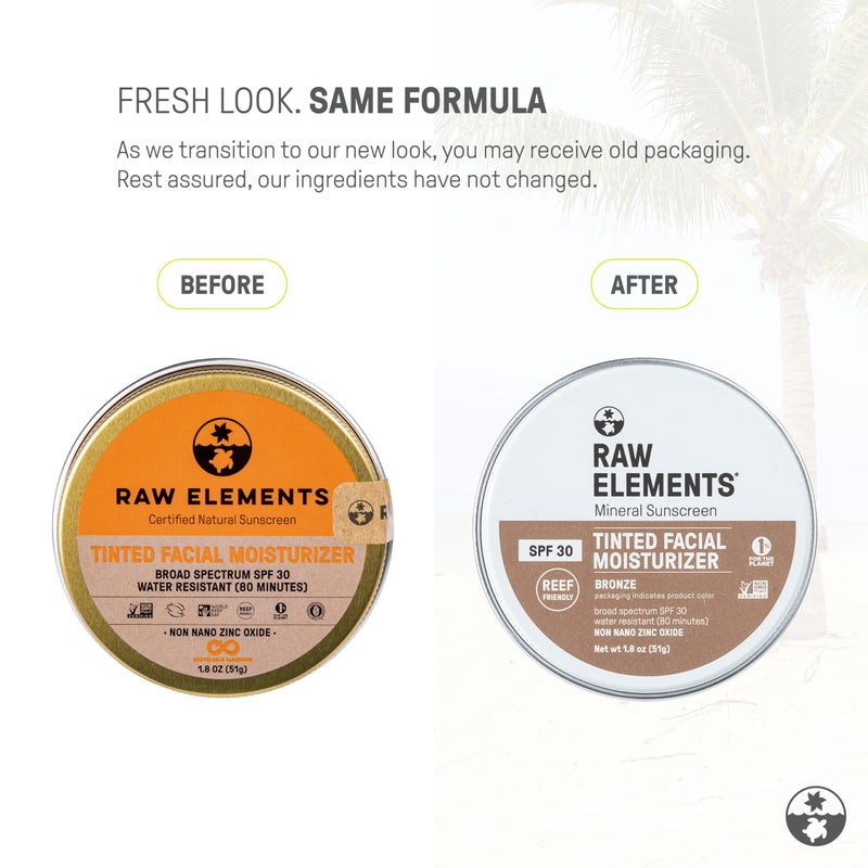 raw elements Raw Element Ultra-Moisturizing Tinted Face Cream, Non Toxic Mineral Face Sunscreen, Daily Tinted Moisturizer, Non-Nano Zinc Oxide, Reef Friendly, All Ages, SPF 30, 1.8 oz, Bronze, Pack of 1 - Image 2