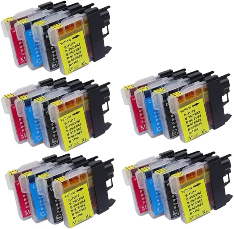 5 خراطيش حبر متوافقة مع DCP J140W 145C 165C 185C 195C 197C LC38 LC11 LC61 LC63 LC65 LC67 LC980 LC1100 LC990 - Image 1