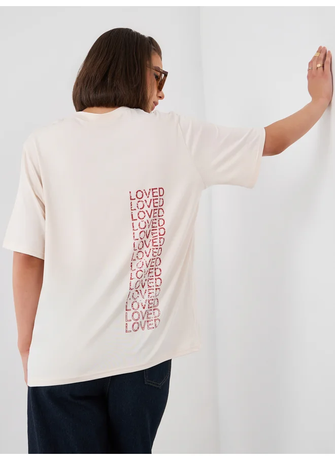 Take Two Take Two Slogan Print Short Sleeve Oversized T-Shirt