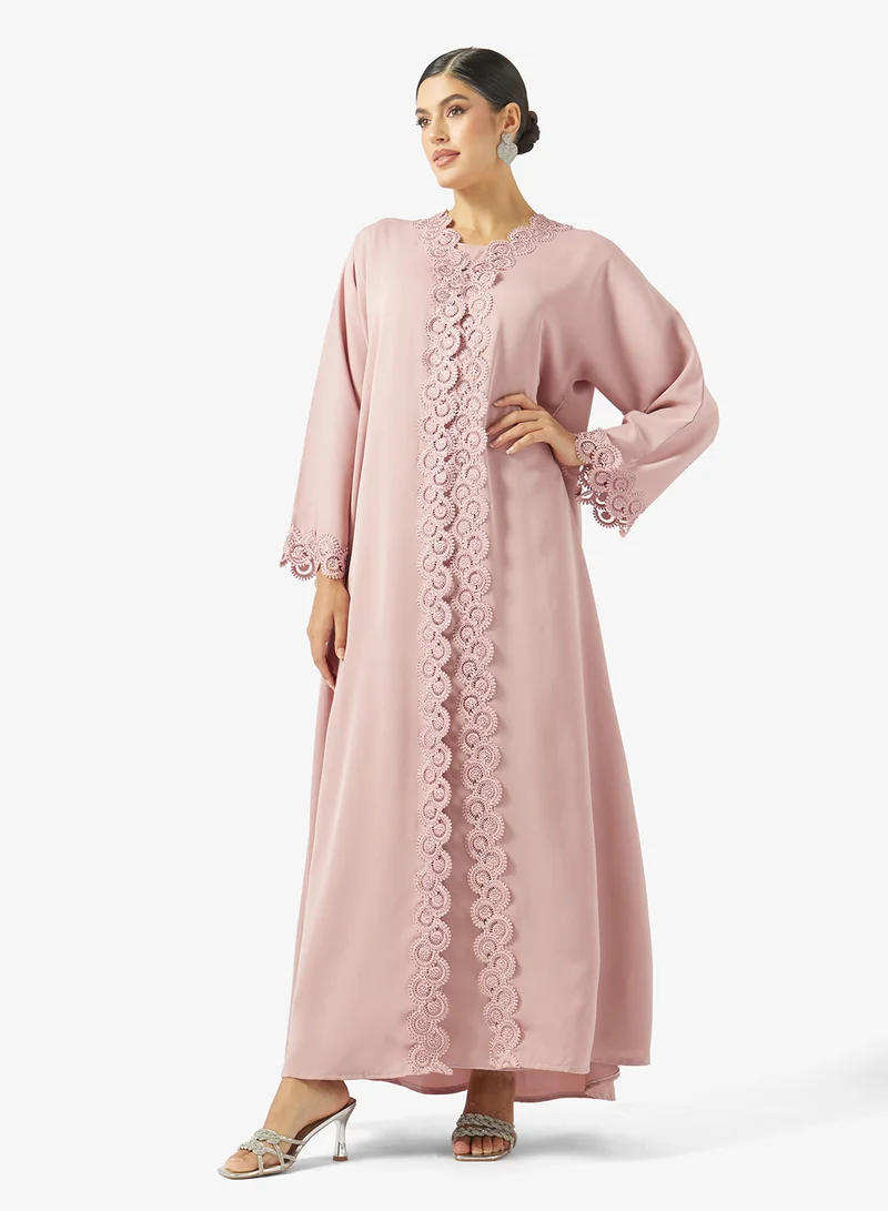 Khizana  Abaya With Lace Trim & Sheila for Women | Best Price UAE