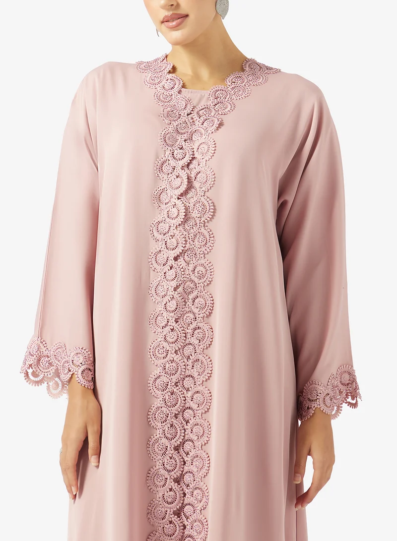 Khizana  Abaya With Lace Trim & Sheila for Women | Best Price UAE