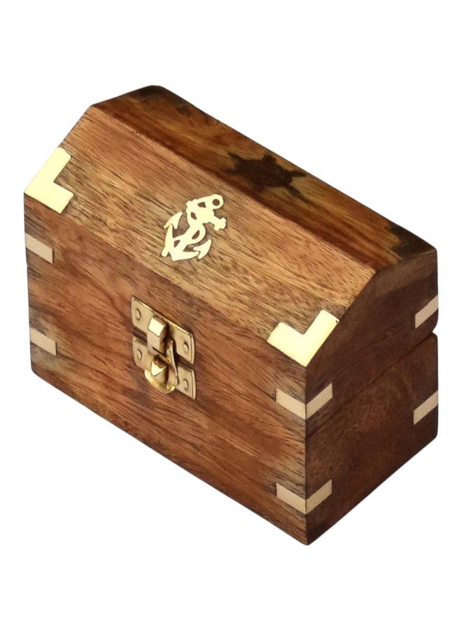 Timber Revival Co Handmade Mango Wood Jewelry Box for Women with Brass Latch – 5.75 × 3 × 2.5 in | Decorative Treasure Chest, Keepsake Birthday & Aniversary Gift - Image 1