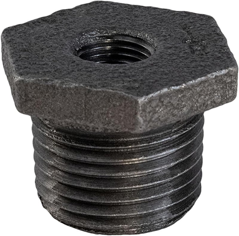 Supply Giant CNCV0564 3/4" x 3/8" Black Malleable Iron Bushing Fitting with Hexagonal Head - Image 1