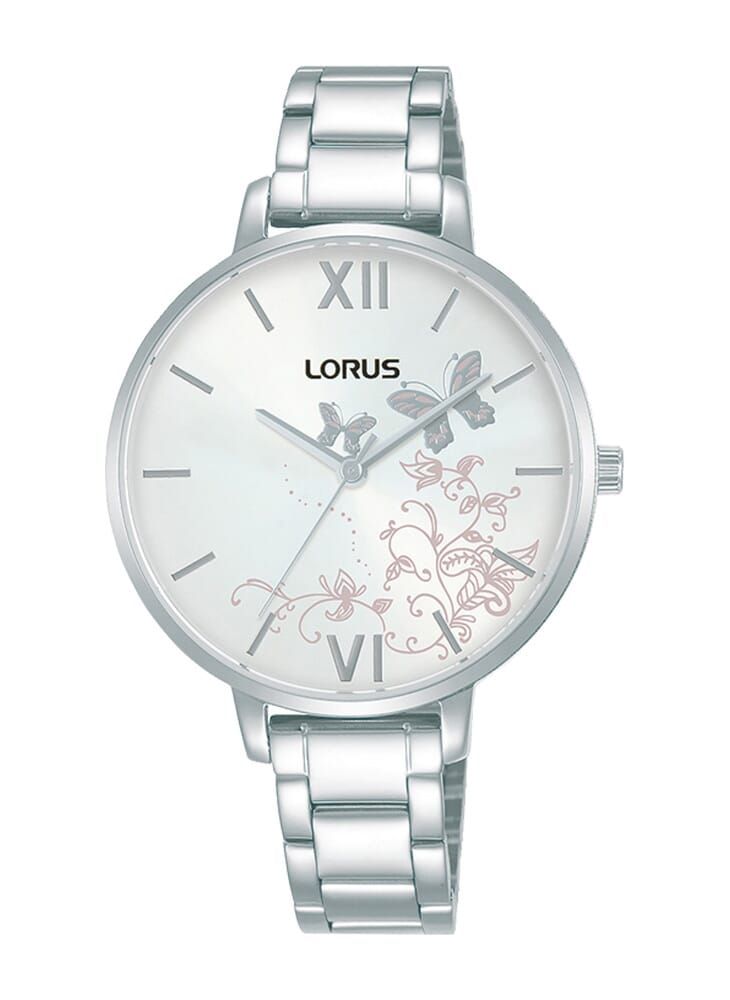 LORUS ساعة لوروس النسائية RG201TX9 بمينا بيضاء من الفولاذ المقاوم للصدأ وسوار من الكوارتز - Image 1