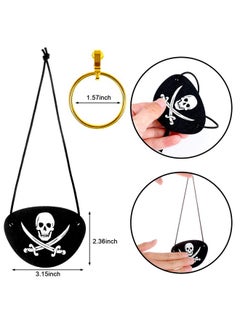 Eshylala Pirate Hat with Dreadlocks Braids and Costume Accessories Set, Halloween Masquerade Accessory Set of 5  - Image 4