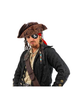 Eshylala Pirate Hat with Dreadlocks Braids and Costume Accessories Set, Halloween Masquerade Accessory Set of 5  - Image 2