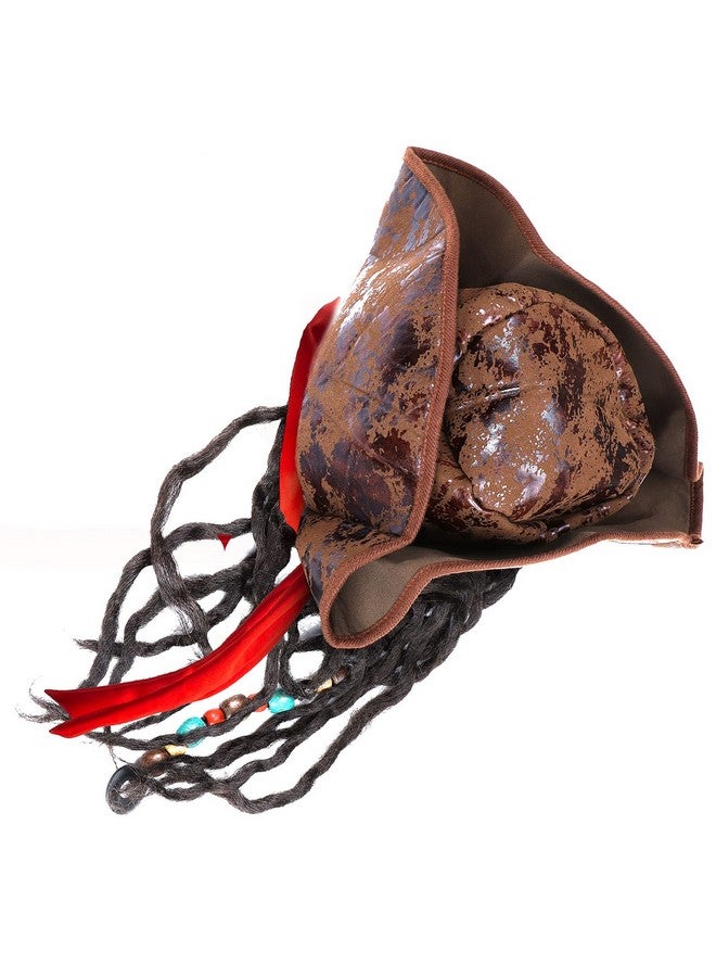 Eshylala Pirate Hat with Dreadlocks Braids and Costume Accessories Set, Halloween Masquerade Accessory Set of 5 - Image 5