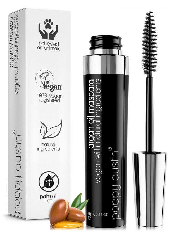 Poppy Austin Mascara - Organic Mascara, Natural Mascara, Vegan Mascara, Paraben-Free, Cruelty-Free Mascara - Hypoallergenic Mascara Lengthening & Volumizing With Argan Oil - 0.31 Fl Oz (Black)  - Image 1