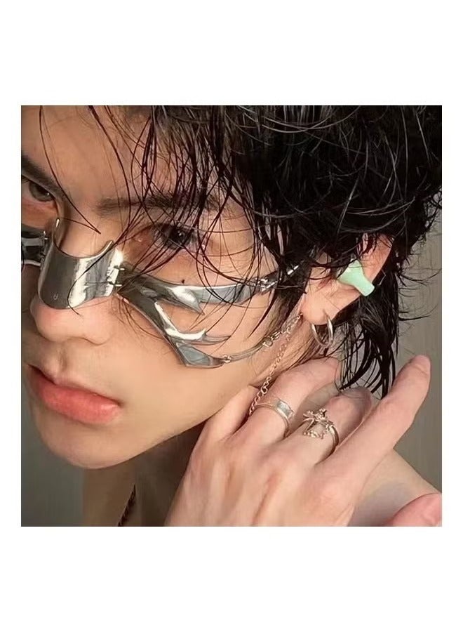 Punk Style Irregular Metal Face Mask for Women and Men, Perfect for Halloween Parties, Carnivals, Fashion Shows, Makeup Balls, and Special Occasions (1 Pack)  - Image 1