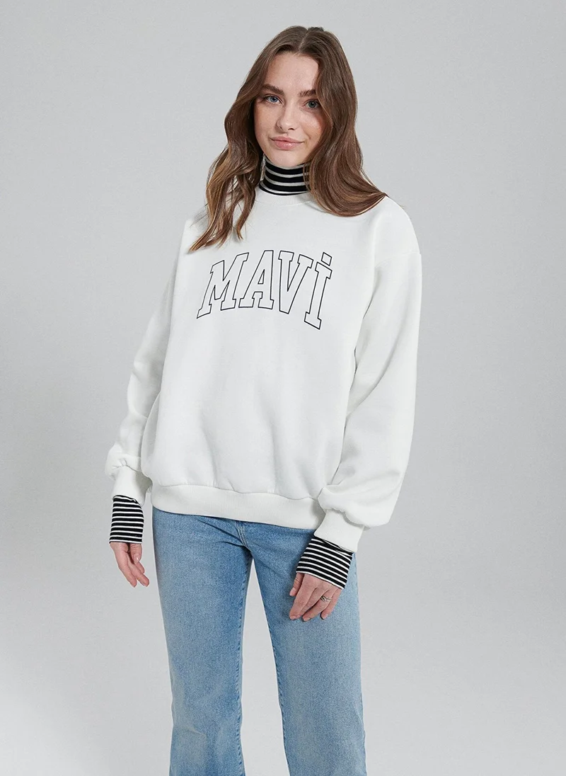 MAVI Mavi Logo Printed White Sweatshirt