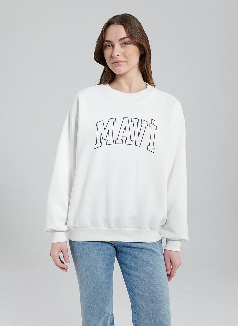 MAVI Mavi Logo Printed White Sweatshirt