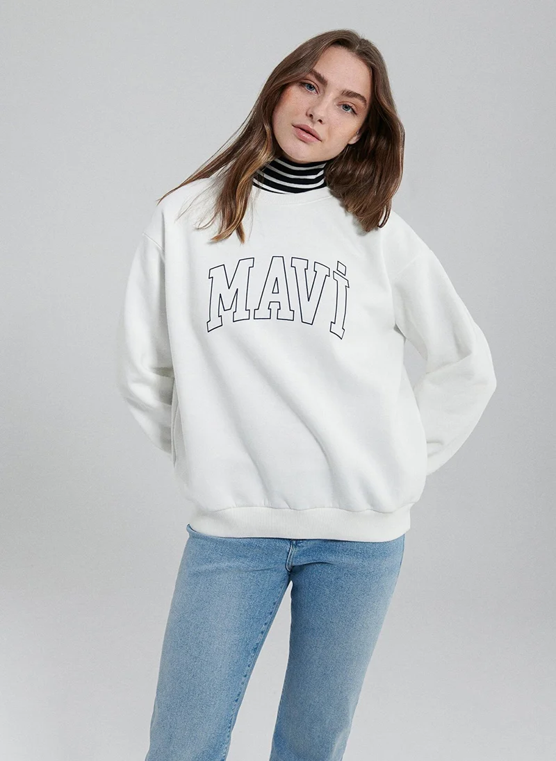 MAVI Mavi Logo Printed White Sweatshirt