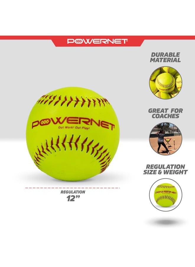 PowerNet Practice Softballs | 12 PK Recreation Grade 12" Balls | Perfect for Softball Soft Toss, Batting, Fielding, Hitting, Pitching, Practice or Training - Image 3
