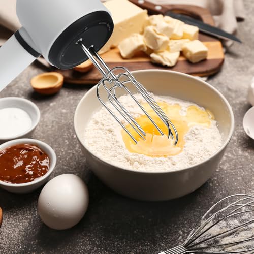 SUNHAIXIA 3 Speed Hand Mixer with Flex Edge Beaters AutoScrape Design for Baking Whipping Dough Easy to Clean Perfect for Home Bakers HM903 milky white - Image 3