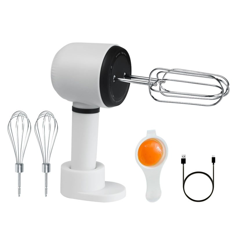 SUNHAIXIA 3 Speed Hand Mixer with Flex Edge Beaters AutoScrape Design for Baking Whipping Dough Easy to Clean Perfect for Home Bakers HM903 milky white - Image 2