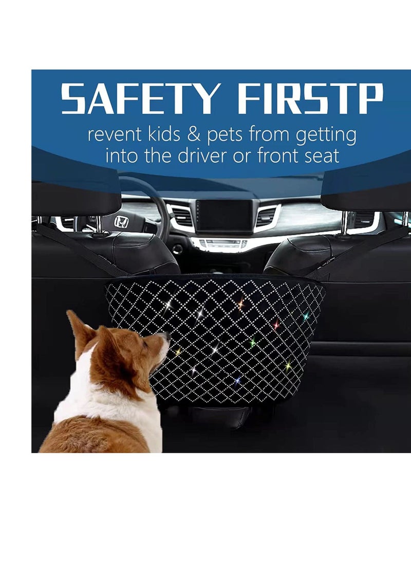 Y&D - Car Handbag Purse Holder for Cars Front Seat, Seat Storage Mesh Net Bag Pocket Between Seats, Organizer Bags Automotive Accessory Women, Velvet Fabric, Colorful Hot Rhinestones - Image 1