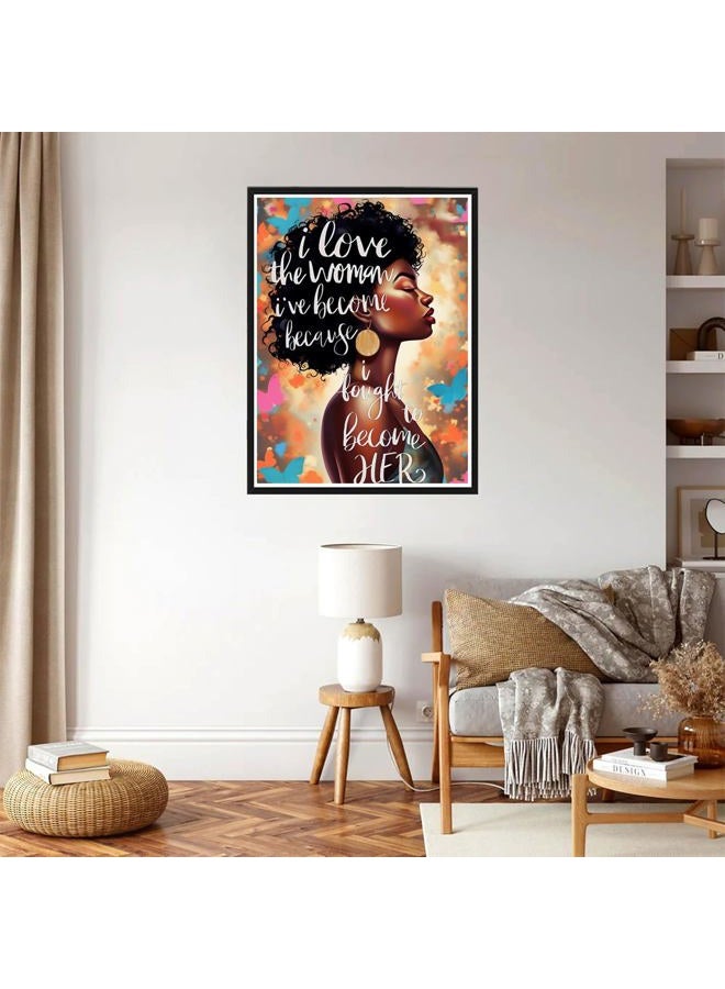 Diamond Painting Kit for Adults African American Inspirational Abstract Modern Black Girl Black Women by Number Kits Gem Art Wall Home Decor(Canvas 11.8 x15.8inch) - Image 2