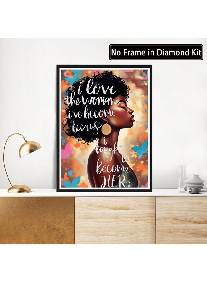 Diamond Painting Kit for Adults African American Inspirational Abstract Modern Black Girl Black Women by Number Kits Gem Art Wall Home Decor(Canvas 11.8 x15.8inch) - Image 3