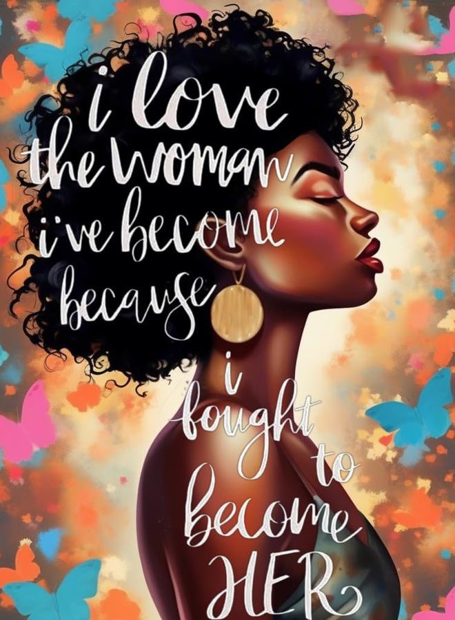 Diamond Painting Kit for Adults African American Inspirational Abstract Modern Black Girl Black Women by Number Kits Gem Art Wall Home Decor(Canvas 11.8 x15.8inch) - Image 1