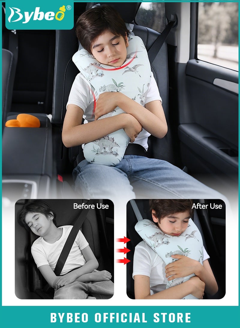 Bybeo Car Travel Pillow, Kids Car Sleeping Pillow for Neck and Head Support, Soft Travel Pillow Cushion, Head-Rest Seatbelt Pillow for Travel＆Long Journey - Image 1