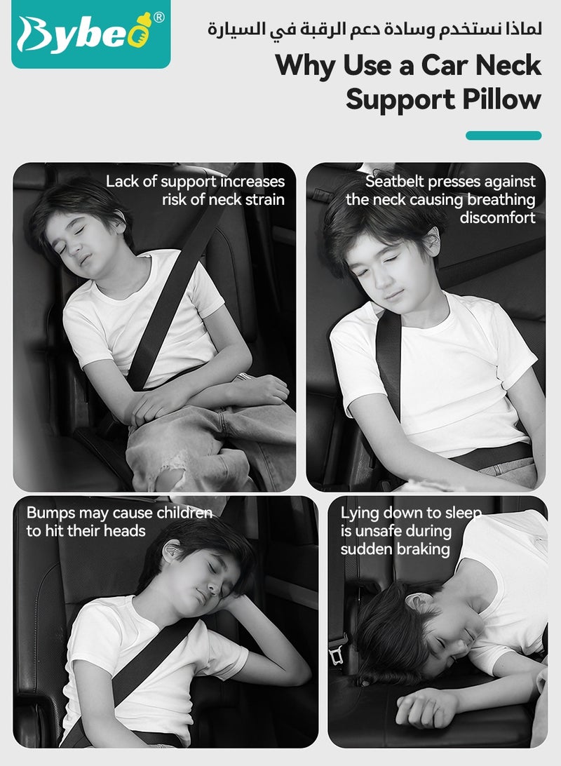 Bybeo Car Travel Pillow, Kids Car Sleeping Pillow for Neck and Head Support, Soft Travel Pillow Cushion, Head-Rest Seatbelt Pillow for Travel＆Long Journey - Image 3