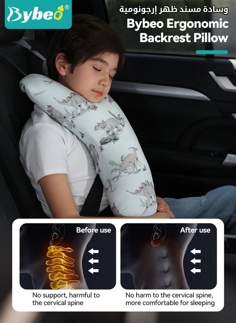 Bybeo Car Travel Pillow, Kids Car Sleeping Pillow for Neck and Head Support, Soft Travel Pillow Cushion, Head-Rest Seatbelt Pillow for Travel＆Long Journey - Image 4