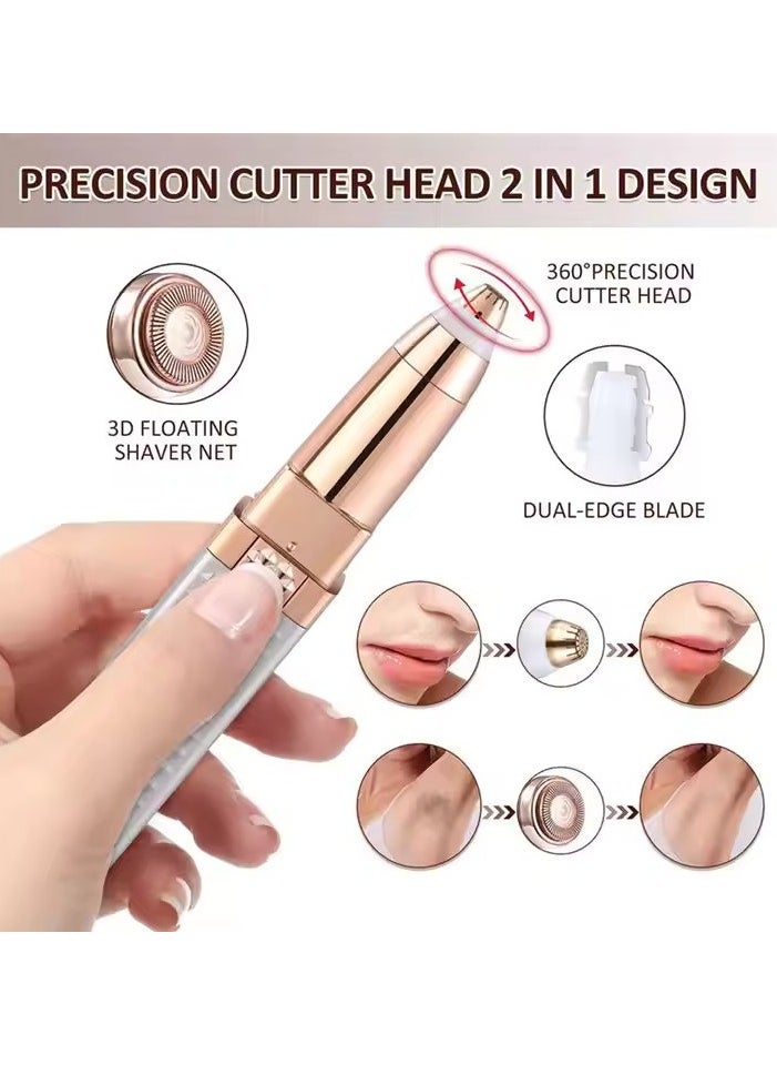 VIO 2 in 1 Facial Women Hair Remover Eyebrow Trimmer Rechargeable Painless Precision Lipstick Style Razor Trimmer for Facial Body Hair Shaver for Lips Nose Chin Face  - Image 3