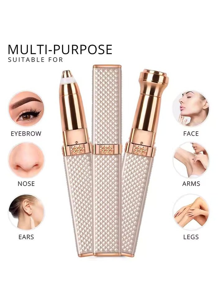 VIO 2 in 1 Facial Women Hair Remover Eyebrow Trimmer Rechargeable Painless Precision Lipstick Style Razor Trimmer for Facial Body Hair Shaver for Lips Nose Chin Face  - Image 2