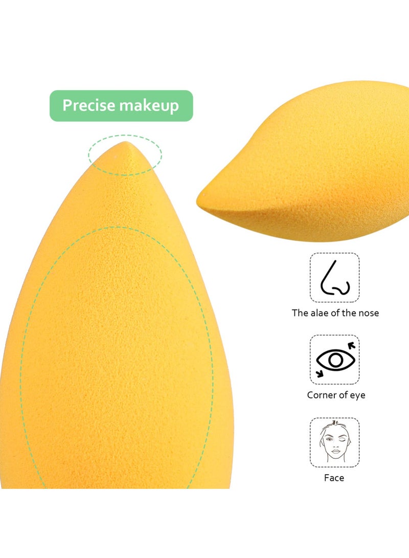 Excefore Makeup Sponges, 4 Pcs Powder Puffs, Soft Face Makeup Puff for Loose Powder Mineral Powder Body Powder, Mango Shape Velour Cosmetic Makeup Sponge for Contouring, Beauty Tools (Yellow + Green) - Image 3