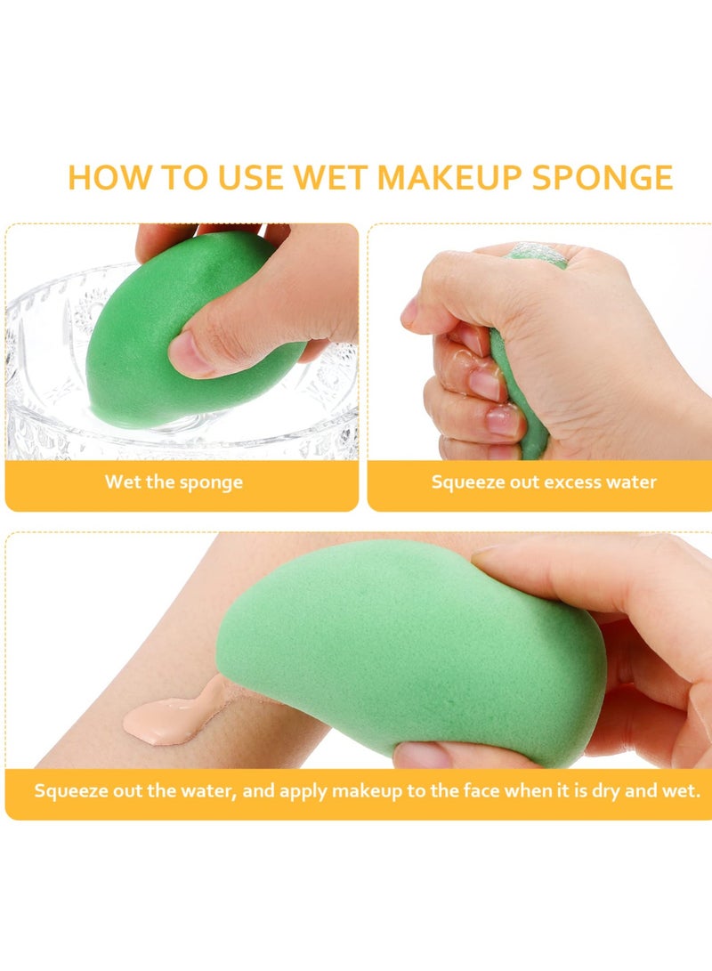 Excefore Makeup Sponges, 4 Pcs Powder Puffs, Soft Face Makeup Puff for Loose Powder Mineral Powder Body Powder, Mango Shape Velour Cosmetic Makeup Sponge for Contouring, Beauty Tools (Yellow + Green) - Image 5