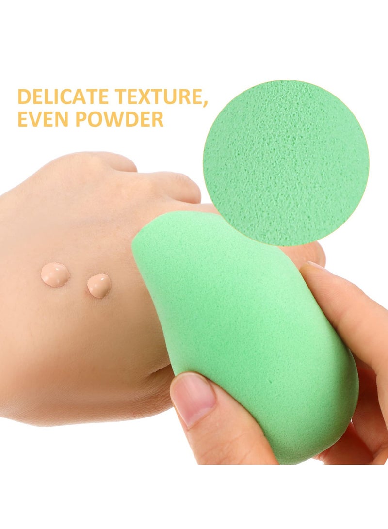 Excefore Makeup Sponges, 4 Pcs Powder Puffs, Soft Face Makeup Puff for Loose Powder Mineral Powder Body Powder, Mango Shape Velour Cosmetic Makeup Sponge for Contouring, Beauty Tools (Yellow + Green) - Image 4