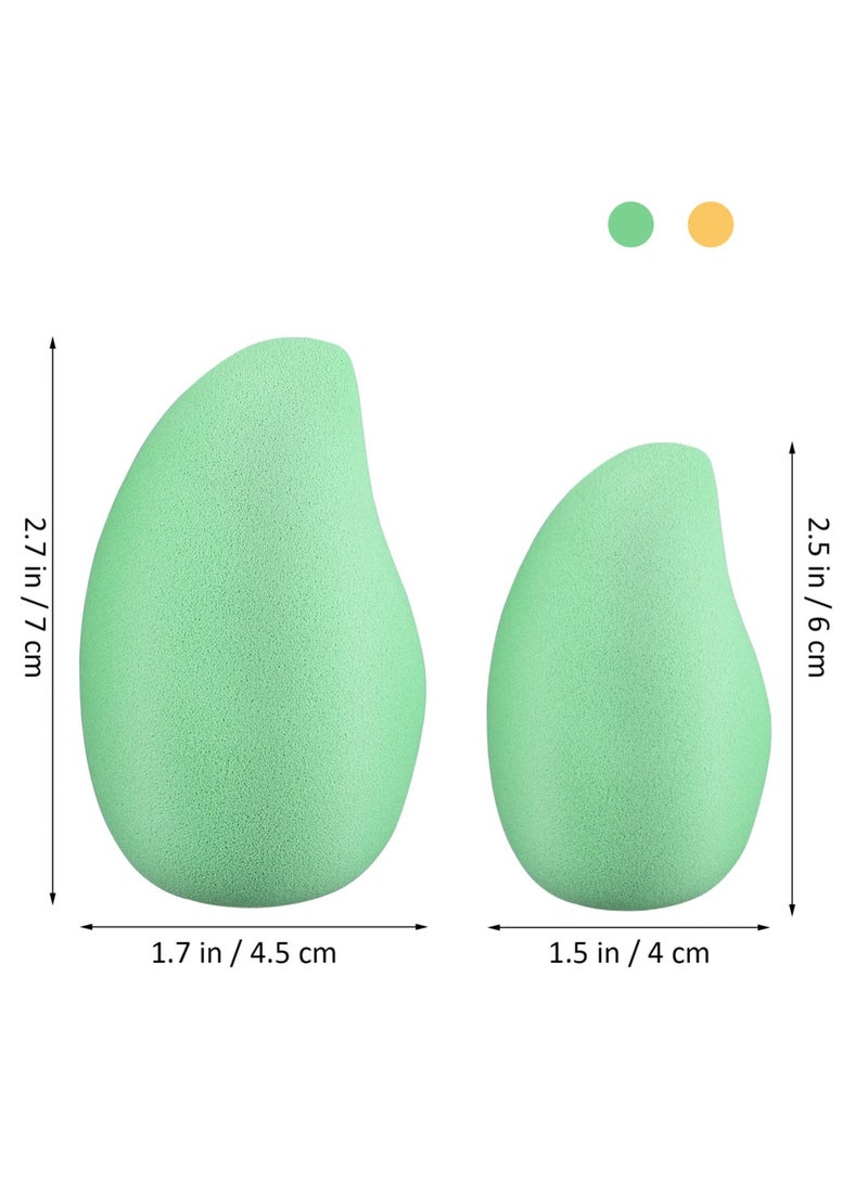 Excefore Makeup Sponges, 4 Pcs Powder Puffs, Soft Face Makeup Puff for Loose Powder Mineral Powder Body Powder, Mango Shape Velour Cosmetic Makeup Sponge for Contouring, Beauty Tools (Yellow + Green) - Image 2