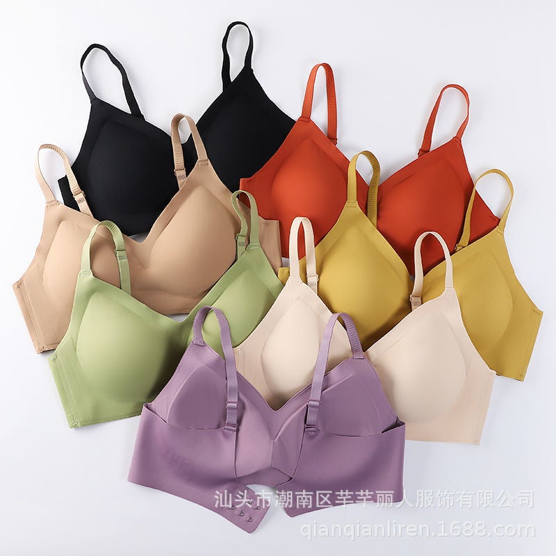 Thai Latex Underwear Women'S Small Shoulder Strap No Steel Ring Small Chest Push-Up Thin Adjustable No-Mark Vest Bra - Image 4