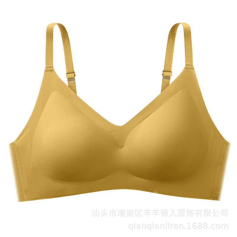 Thai Latex Underwear Women'S Small Shoulder Strap No Steel Ring Small Chest Push-Up Thin Adjustable No-Mark Vest Bra - Image 1