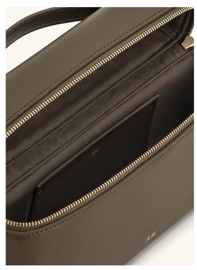 JW PEI ثيا توت مزاج أنيق مربع يدوي التنقل حقيبة اليد المألوفة (الزيتون الأخضر)