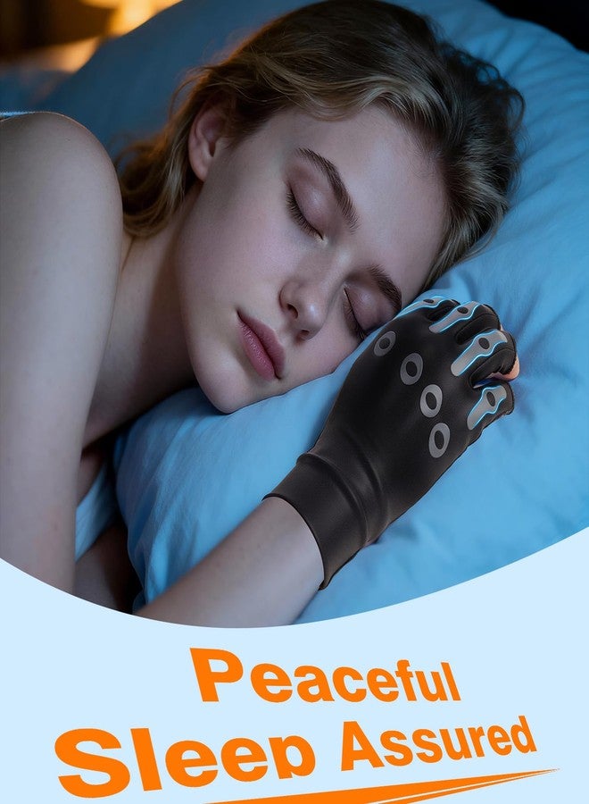 Donfri Copper Arthritis Compression Gloves for Women Men Fingerless Hand Support for Daily Raynauds Targeted Pain Relief, M - Image 4
