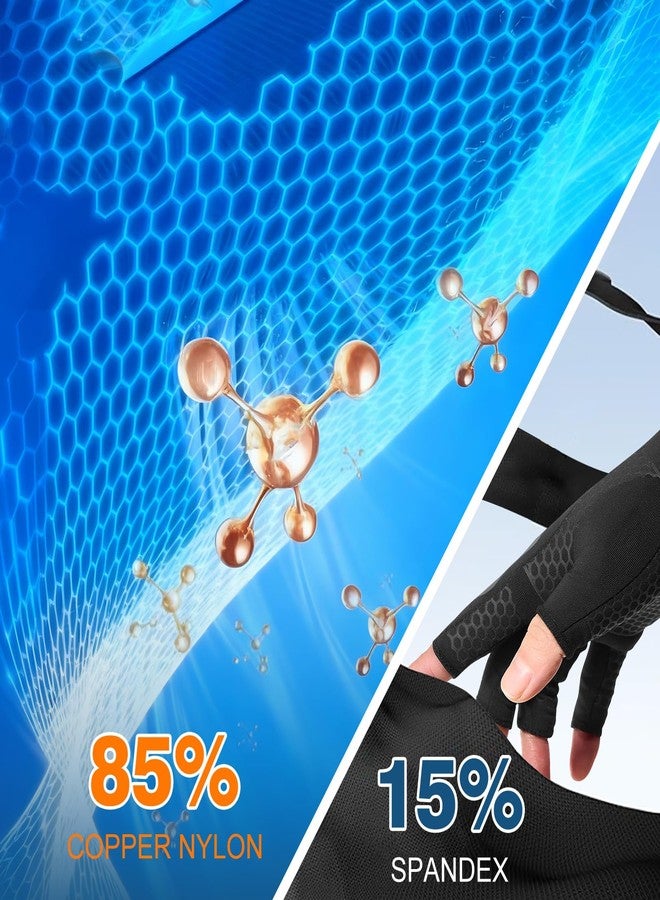 Donfri Copper Arthritis Compression Gloves for Women Men Fingerless Hand Support for Daily Raynauds Targeted Pain Relief, M - Image 2